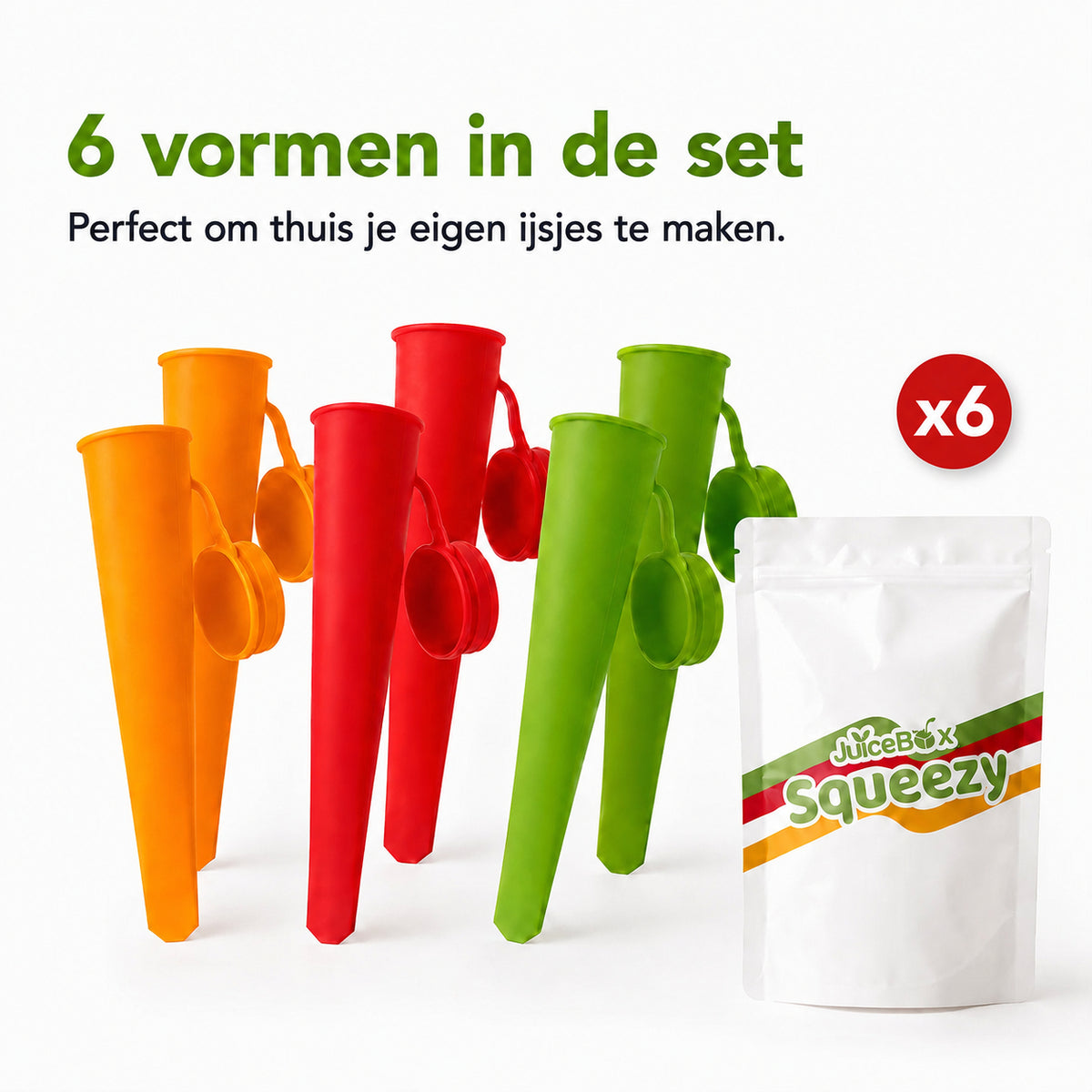 JuiceBox™ Squeezy IJsvormpjes Set 6 Stuks