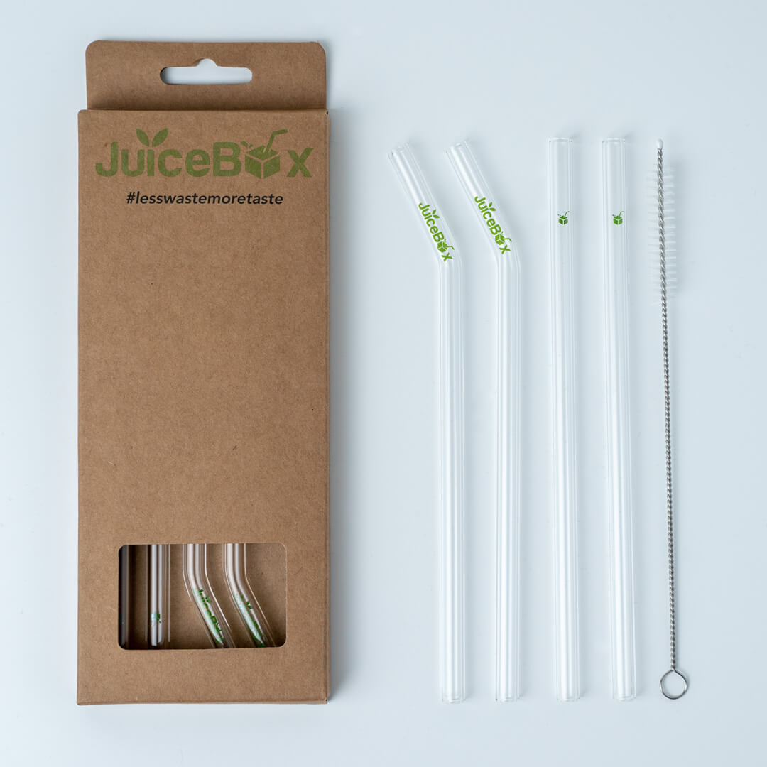JuiceBox™ Glastrinkhalm Set 4+1