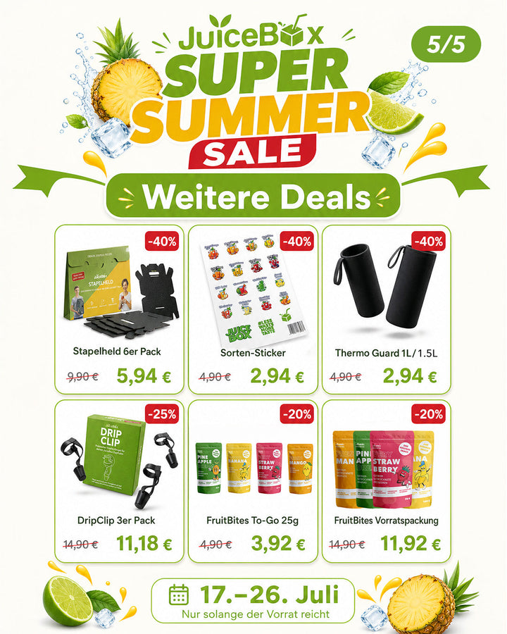 Meer deals: Stapelheld, smaak-stickers, Thermo Guard, DripClip en FruitBites